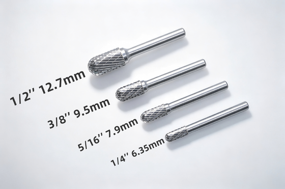 9.5mm Dia مخصصة أسطوانية نصف قطرها كاربيد Burrs مع 6mm شنج معيار قطع مزدوج
