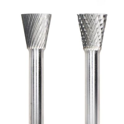 Single Cut Type N Inverted Cone Carbide Burr 6mm Shank Diameter 19mm Head Diameter Machining Surface Profile of Workpiece